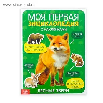 Наклейки «Моя первая энциклопедия. Лесные звери», формат А4, 8 стр. + плакат