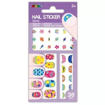 Наклейки на ногти «Цветы», блестящие