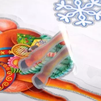 Наклейки на окна "Новогодние" Дед Мороз, олень, 41 х 29 см