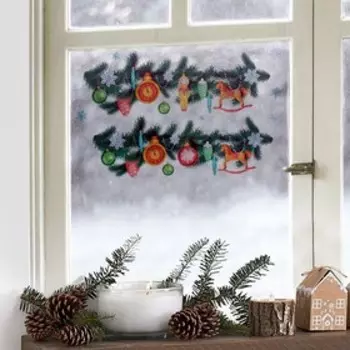 Наклейки на стекло «Новогодние украшения», многоразовые, 20 × 34 см