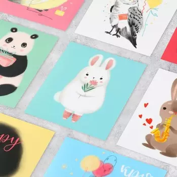 Наклейки-стикеры, набор,«Зверюшки», 6 х 7 см, 10 шт