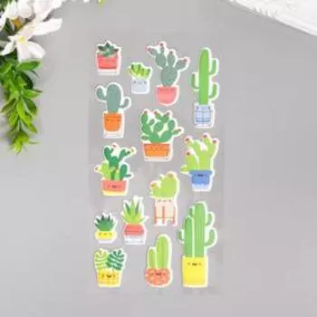 Наклейки объемные MESHU "Cute cactus" 10х19 см