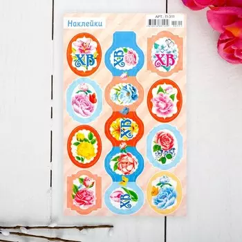 Наклейки пасхальные "Пасхальные венки" с глиттером