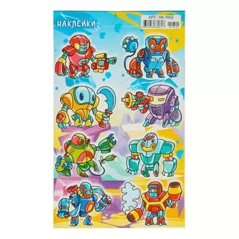 Наклейки "Роботы" глиттер, мультяшки, 16 х 9,7 см