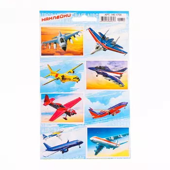 Наклейки "Самолеты" глиттер, 16 х 9,5 см