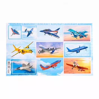 Наклейки "Самолёты" глиттер, 16 х 9,5 см