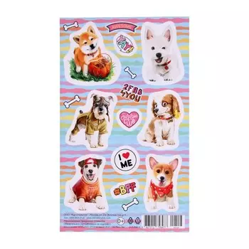 Наклейки "Собаки" щенки, одежда, 10х16см