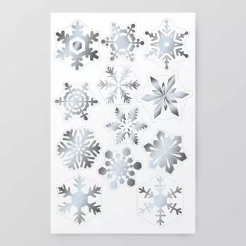 Наклейки (стикеры) "Снежинки" 10х15 см, цвет серебро, 5-328