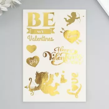 Наклейки (стикеры) "Валентинка" 10х15 см, цвет золото, 5-305