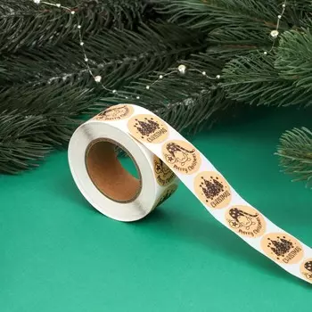 Наклейки новогодние в рулоне Christmas, для декора и подарков, 500 шт., 2.52.5 см