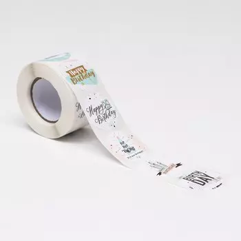 Наклейки в рулоне Happy birthday,500 шт.,3.83.8 см