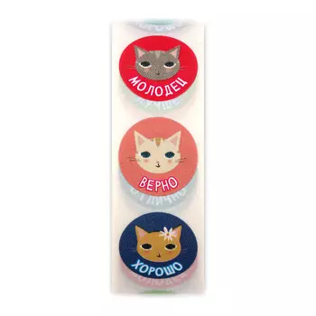 Наклейки в рулоне "Котики" диаметр 1,5 см, 1000 шт.