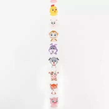 Наклейки в рулоне "Милые зверята",500 шт,3,8 х 3,8 см