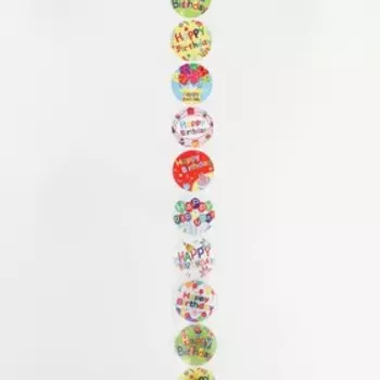 Наклейки в рулоне «С Днем Рождения!»,500 шт.,3.83.8 см