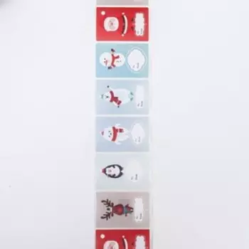 Наклейки в рулоне "Снеговики", 250 шт, 7,5 х 5 см