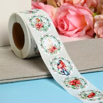 Наклейки в рулоне новогодние «Венки», для декора и подарков, 500 шт., 3.83.8 см