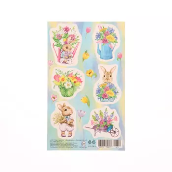 Наклейки "Зайцы с цветами" 10х16 см
