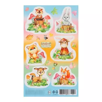 Наклейки "Зверята" грибы, 10х16 см