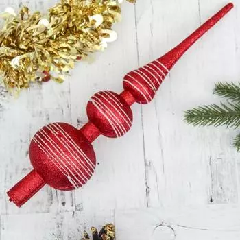 Верхушка на елку «Белые полосы» 6.530 см, бело-красный