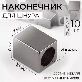 Наконечник для шнура, d=4 мм, 1078 мм, 10 шт., цвет чёрный никель