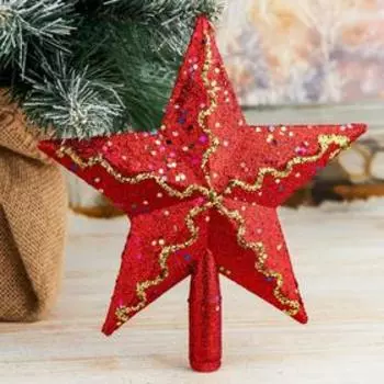 Наконечник "Звезда" волны и конфетти 18,5*19,5 см, красный, микс