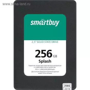 Накопитель SSD SmartBuy Splash SBSSD-256GT-MX902-25S3, 256Гб, SATA-III, 2,5", 3D TLC