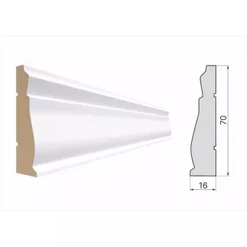 Наличник для отделки МДФ 70G, 22007016 мм, цвет белый