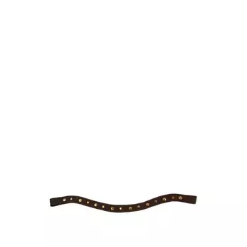 Налобник Волна, заклепки, кожа, 20 мм, 40 см, коричневый, КС102к