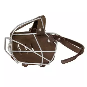 Намордник для боксера "Зооник", кожа, металл, ДН 11,5 см, ОМ 44 см, микс цветов