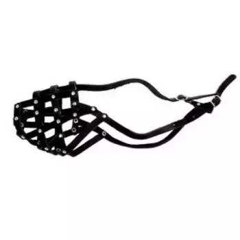 Намордник кожаный сетчатый с перемычкой №3, овчарка, (длина по носу 11 см, обхват морды 30 см)