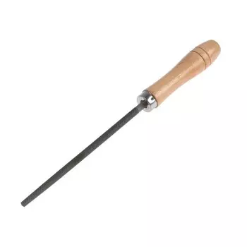 Напильник ТУНДРА, круглый, сталь У10, деревянная рукоятка, №2, 150 мм