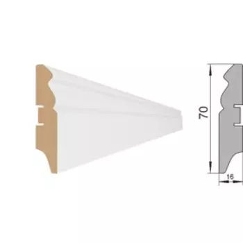Напольный плинтус МДФ «70E», 16702000 мм, цвет белый