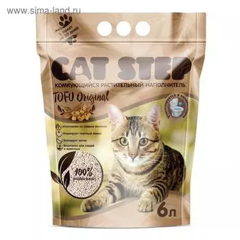 Наполнитель для кошачьих туалетов Cat Step Tofu Original 6L, растительный комкующийся