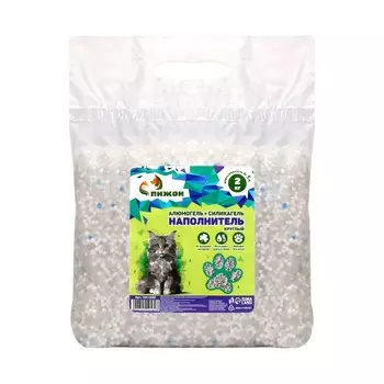 Наполнитель для кошачьих туалетов "Пижон", 1 кг Алюмогель + 1 кг силикагель кругл до 5 л