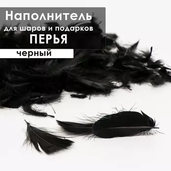 Наполнитель из перьев для шаров и подарков, черный, 6гр.