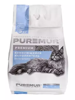 Наполнитель минеральный комкующийся PureMur Premium 3 кг,пластиковый пакет