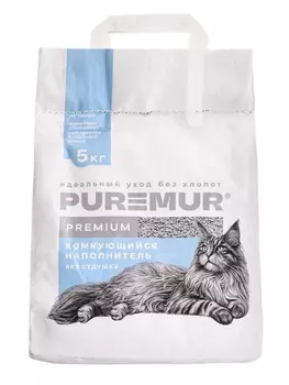 Наполнитель минеральный комкующийся PureMur Premium 5 кг,бумажный пакет