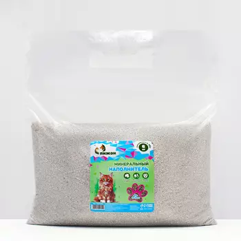 Наполнитель минеральный впитывающий "Пижон" цеолит для короткошерстных фр 1-3 мм 6 кг впит 10 л