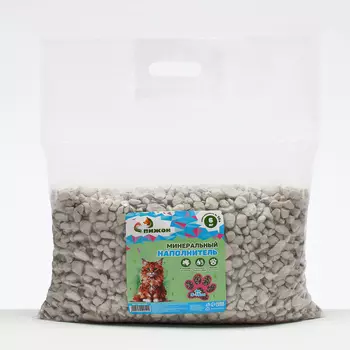 Наполнитель минеральный впитывающий "Пижон" цеолит для длинношерстных фр 5-15 мм 6 кг впит 10 л