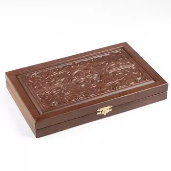 Нарды деревянные большие, резные "Кул-Шариф", из массива бука, патина, 35 x 45 см