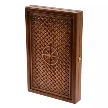 Нарды деревянные большие, резные "Роза ветров", из массива бука, патина, 35 x 45 см