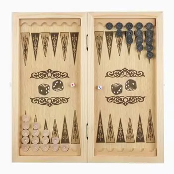 Нарды "Красный узор", деревянная доска 40 х 40 см, с полем для игры в шашки