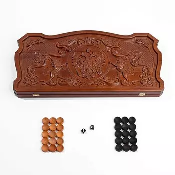 Нарды резные "Герб Российской Федерации", из массива буковая, патина 60 х 60 см