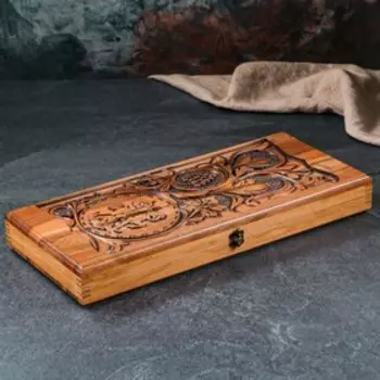 УЦЕНКА Нарды ручной работы "Герб и Георгий Победоносец", резные, 55х25 см, массив ореха