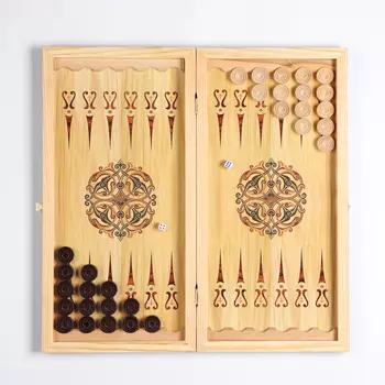 Нарды деревянные большие, настольная игра "Волки", 50 х 50 см, с шашками