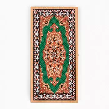 Нарды деревянные большие, настольная игра "Зеленый узор", 50 х 50 см, с шашками