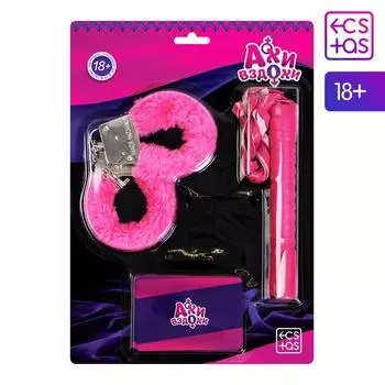 Наручники и плетка в наборе для двоих «Ахи-вздохи», 3 в 1 (10 карт, наручники и плётка (цвет микс)), 18+