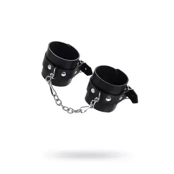 Наручники однослойные, кожаные, чёрные