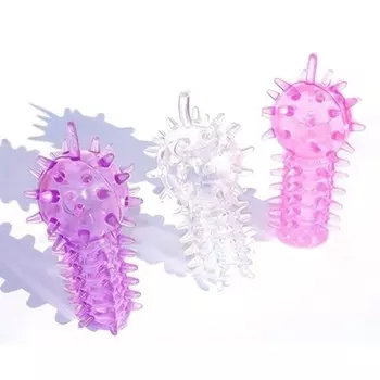 Насадка для стимуляции клитора на палец/вибратор, мягкий силикон, МИКС