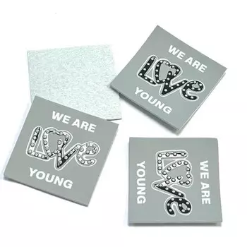 Нашивка под кожу со стразами Love, размер 4x4 см, цвет серый